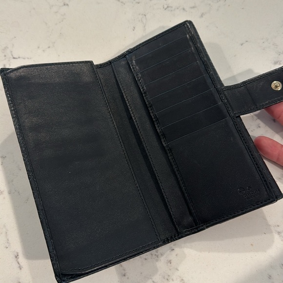 GUCCI Long Bi-fold Wallet Micro Guccissima Black Leather 449393 GG TT-13261 - Picture 6 of 6